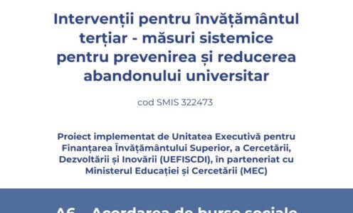 Anunț privind acordarea bursei sociale prin proiectul Intervenții pentru învățământul terțiar – măsuri sistemice pentru prevenirea și reducerea abandonului universitar
